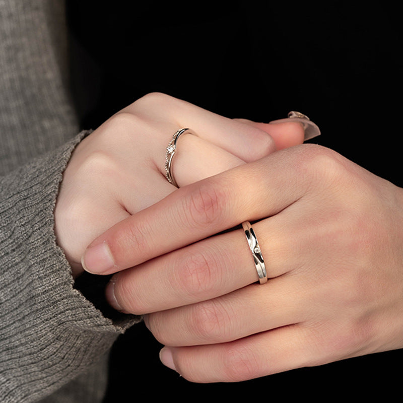 Women's & Men's Prince Princess Couple Sterling Sier Pair Niche Design Ring
