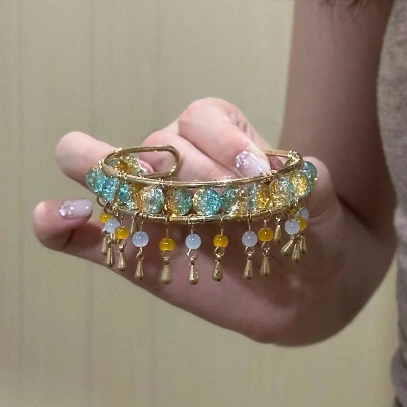 Women's Acrylic Glass Tassel Open-ended Bohemian Ethnic Style Retro Armband Bracelet