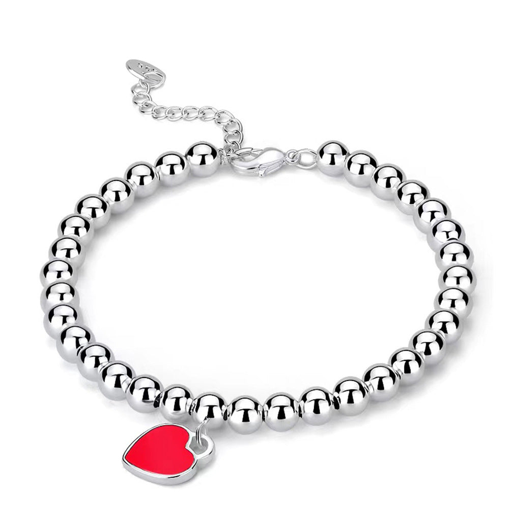 Beads Peach Heart Female Heart-shaped Enamel Bracelets