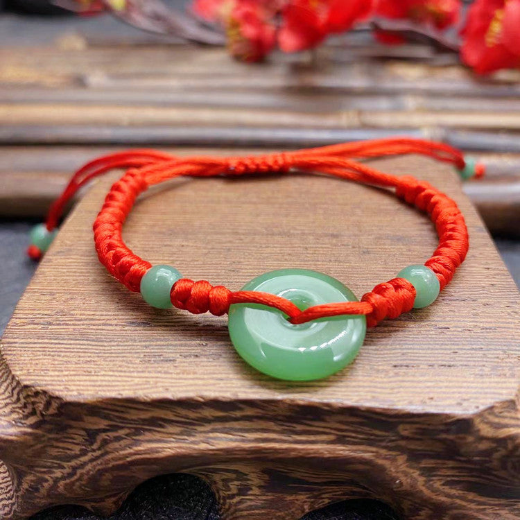 White Jade Peace Buckle Rope Life Bracelet