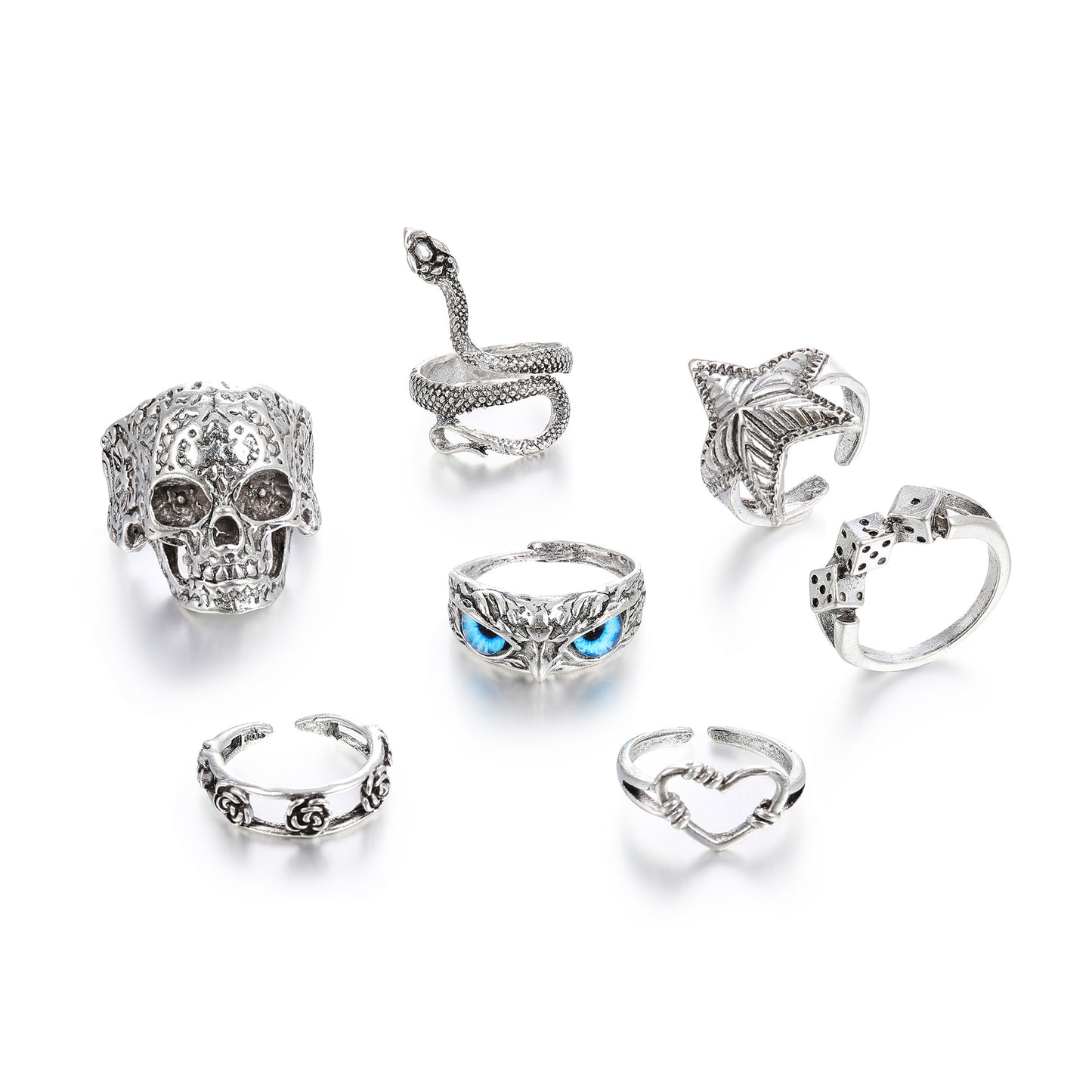 Exaggerated Personalized Skull Starfish Knuckle Owl Rings