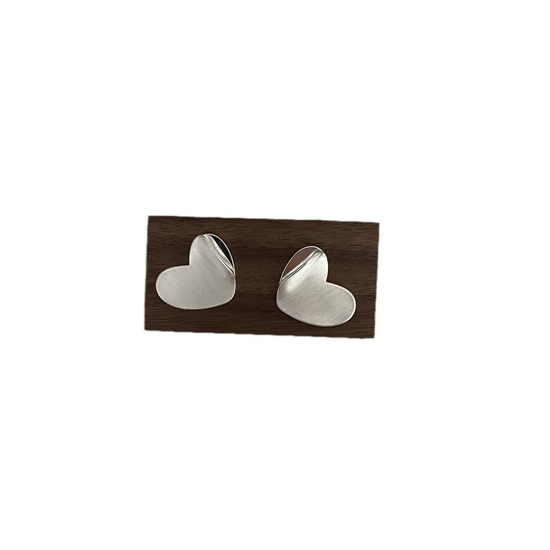 Women's Retro Personalized Design Brushed Metal Heart Earrings