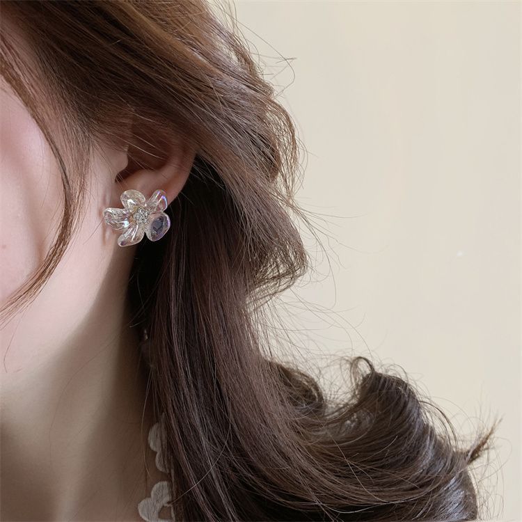 Design Transparent Flower Trendy Sweet High Earrings