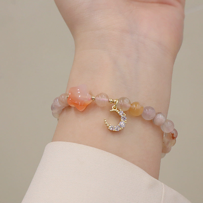 Petits bracelets frais en cristal naturel d'agate cerise