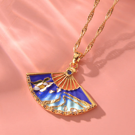Peripheral Characterizations Weapon Folding Fan Prop Necklace