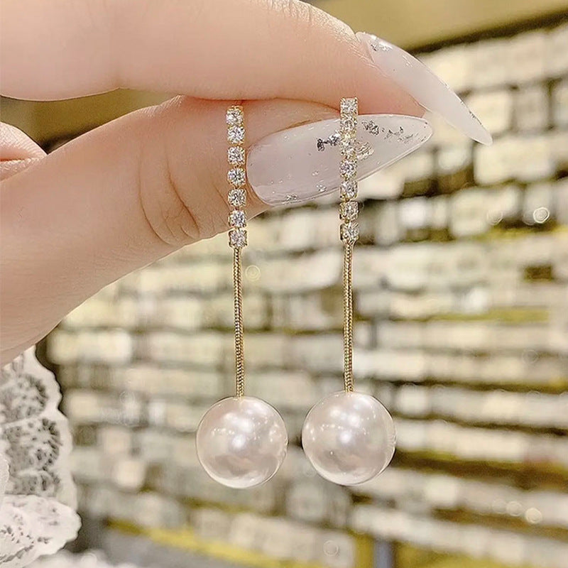 Women's Sense Pearl Tassel Simple Classy And Earrings