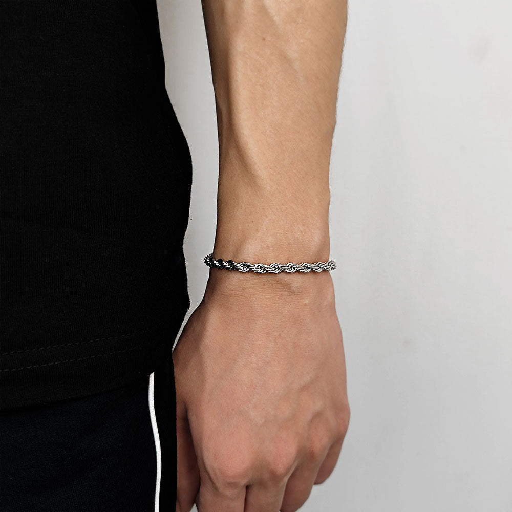 Bracelets de mode en chaîne de fleurs de chanvre en acier inoxydable pour hommes