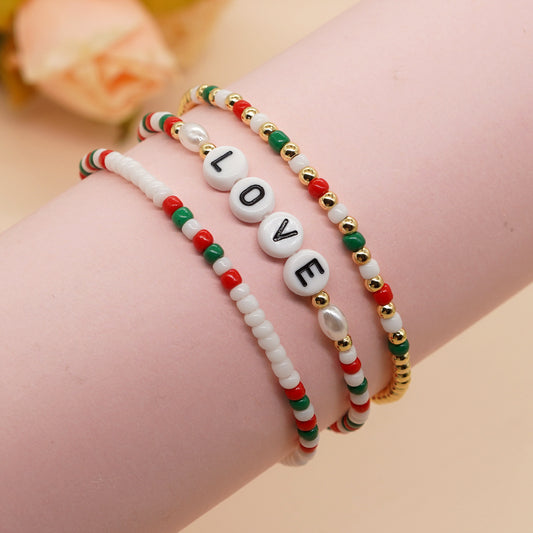 Women's Gift Letter Imitation Pearl Gold Plated Copper Bead Bracelets