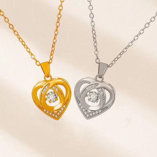 Women's Luxury Fashion Diamond Studded Hollow Heart-shaped Collarbone Valentine's Necklaces