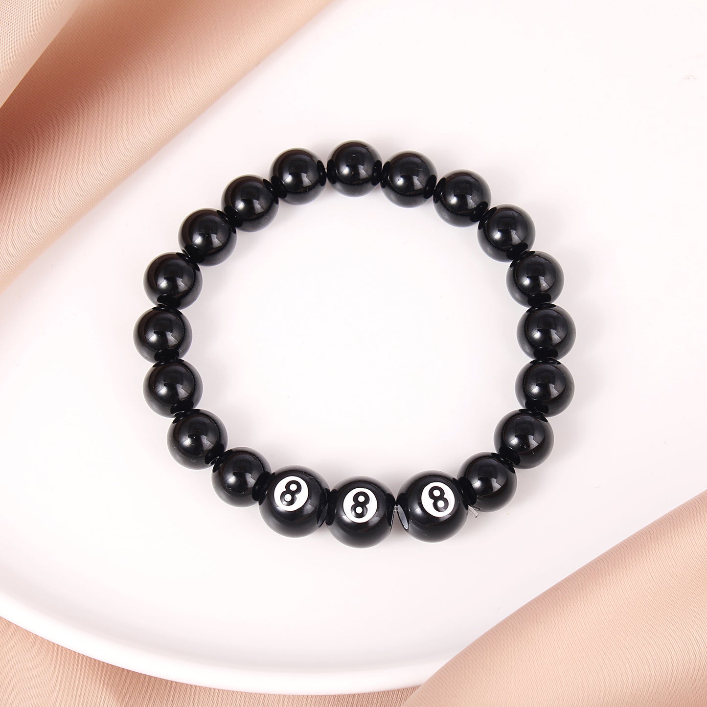 Men's Acrylic Number Volleyball Basketball Sports Imitation Obsidian Bracelets