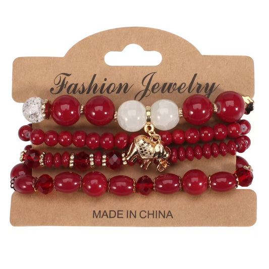 Fashion Glass Beaded Vacation Style Elephant Color Bracelet