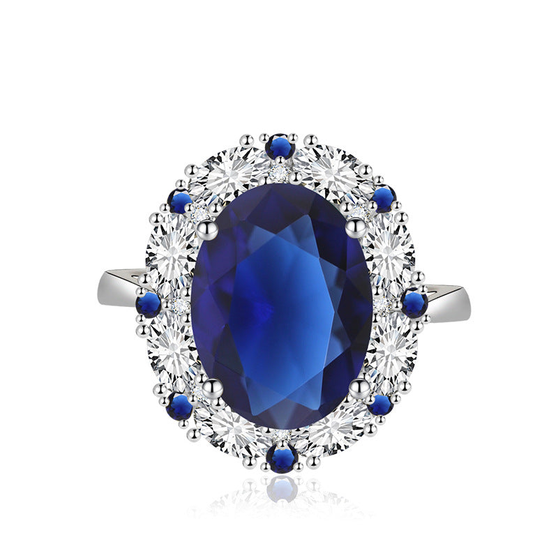 Temperament Colored Gems Inlaid Sapphire Blue Jewelry Set