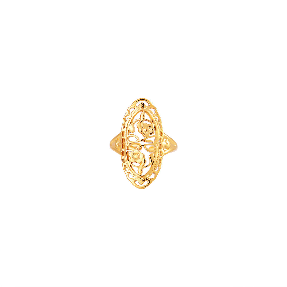 Fashionable Stainless Steel Open Niche Oval Hollow Ring