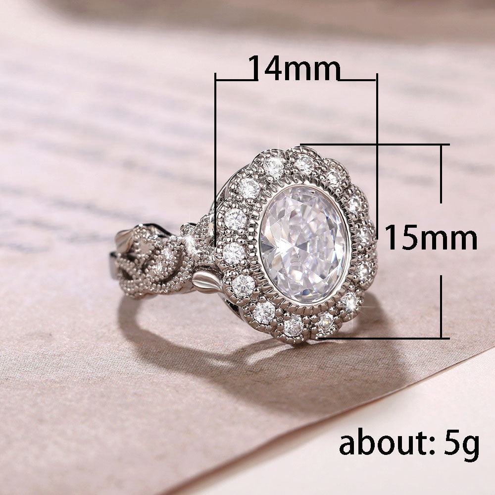 Shi Full Diamond Copper Plating Round Zircon Female Rings