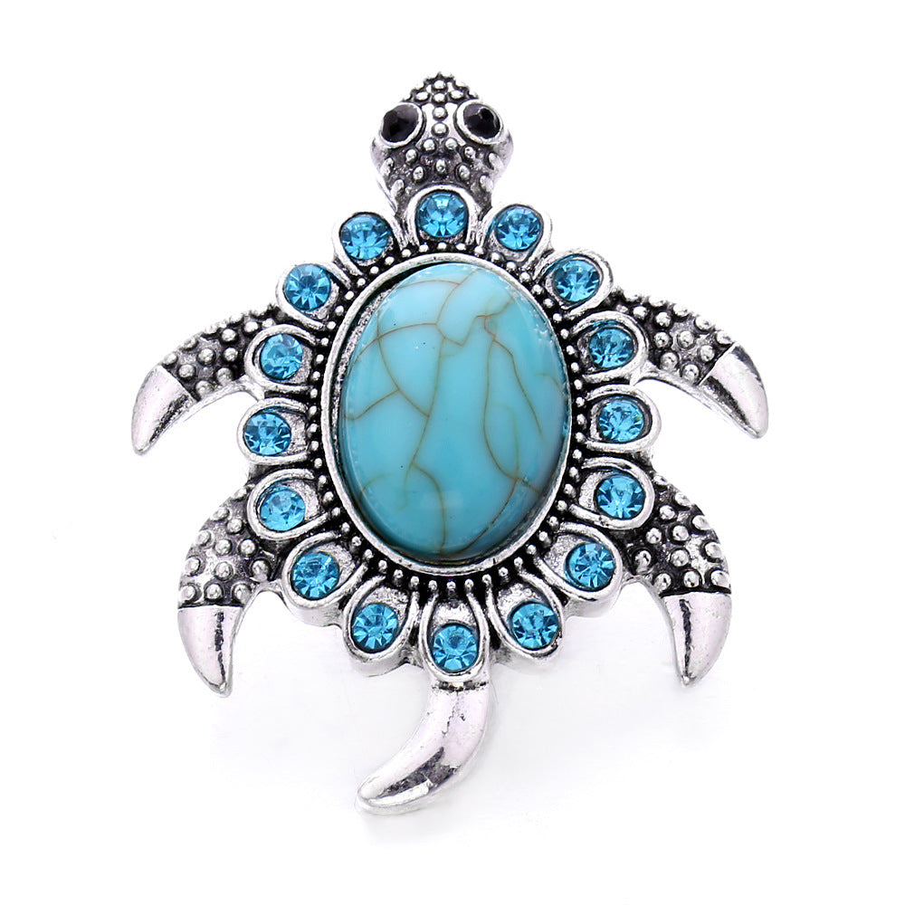Cool Turquoise Turtle With Diamond Button Bracelets