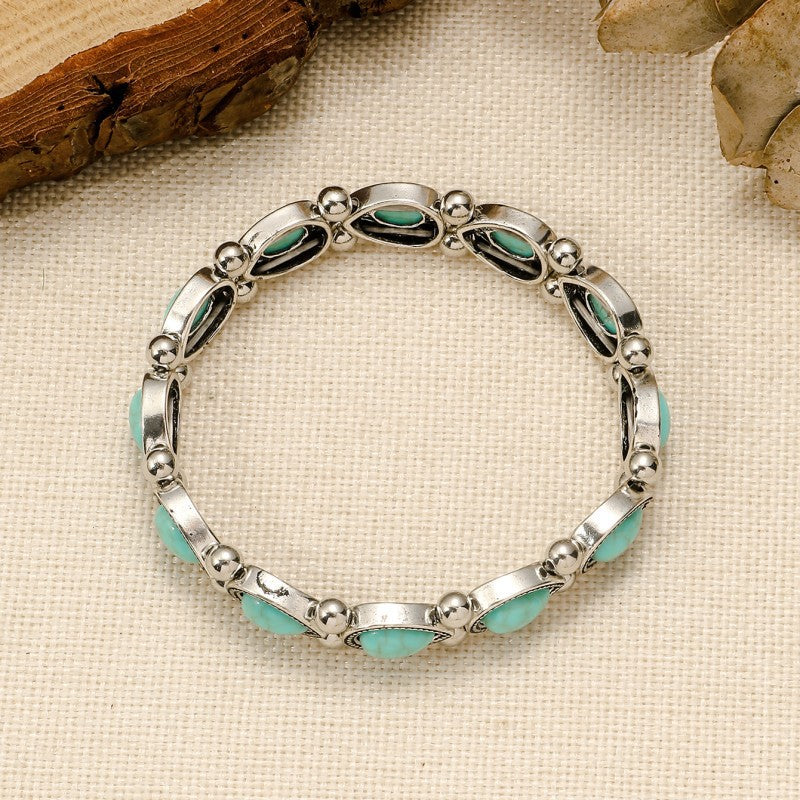 Bohemian Retro Ethnic Style Turquoise Personality Stylish Water Drop Bracelet