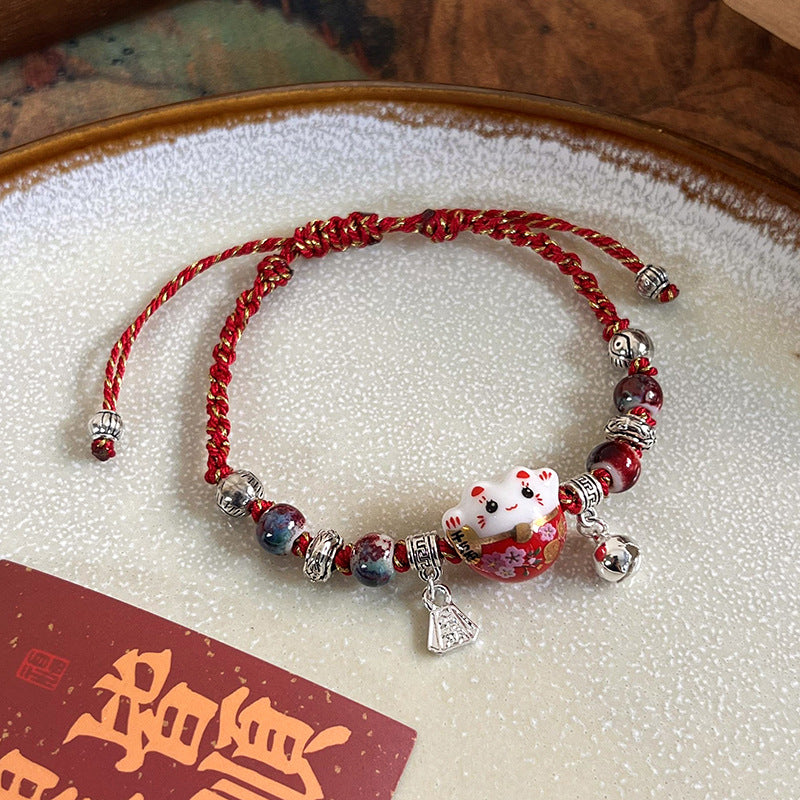 Niche Design Lucky Cat Bell Female Bracelets