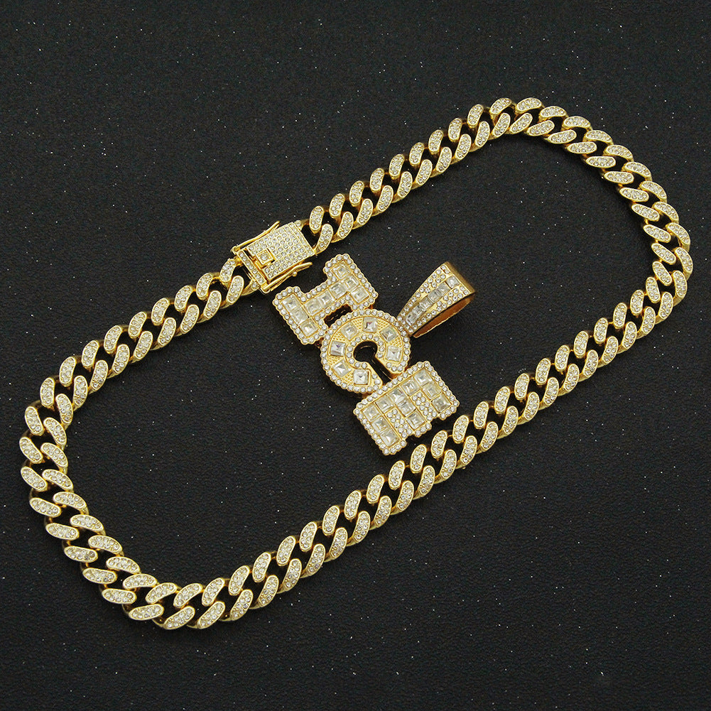 Letter Pendant Cuban Link Chain Hipster Necklaces