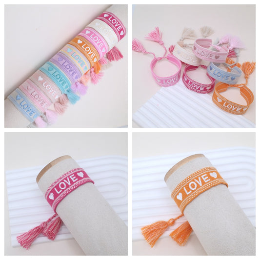 Bracelets de style ethnique brodés tissés avec lettres populaires