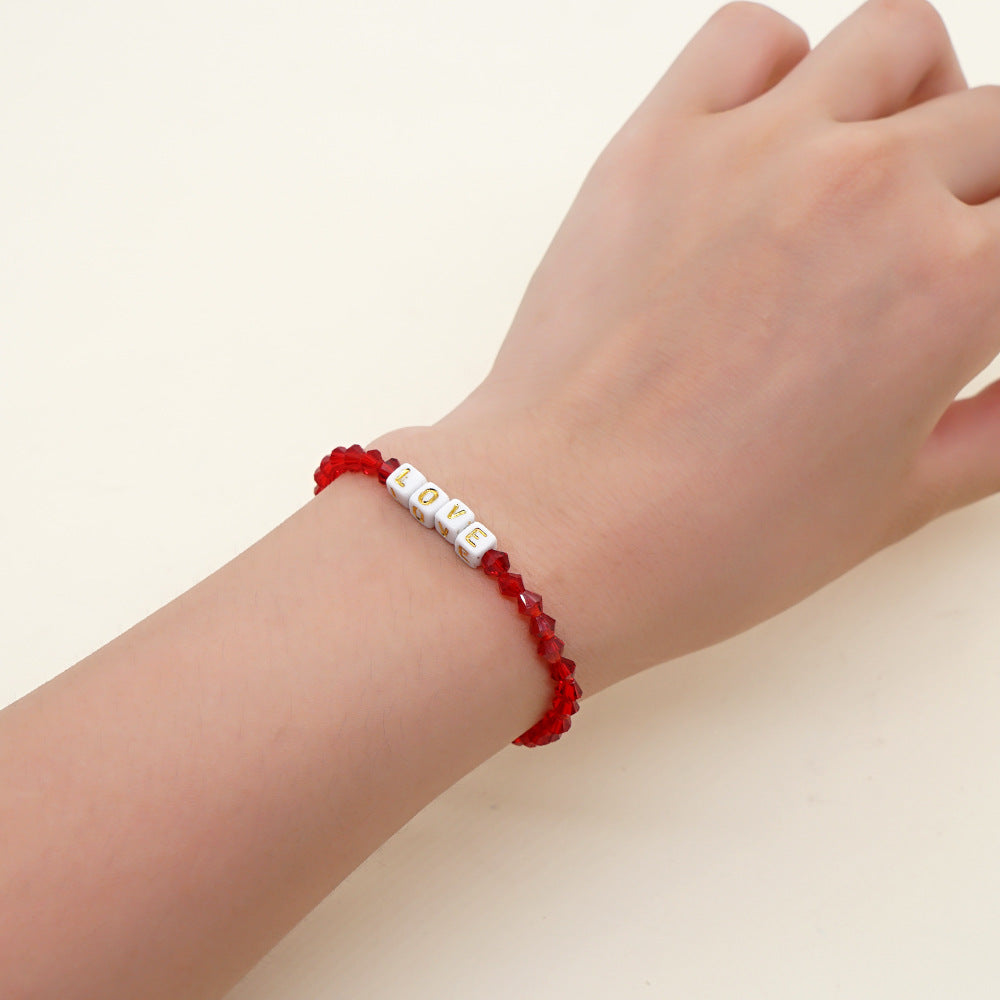 Bracelets de perles de cristal de diamant de lettre minimaliste bohème pour femmes