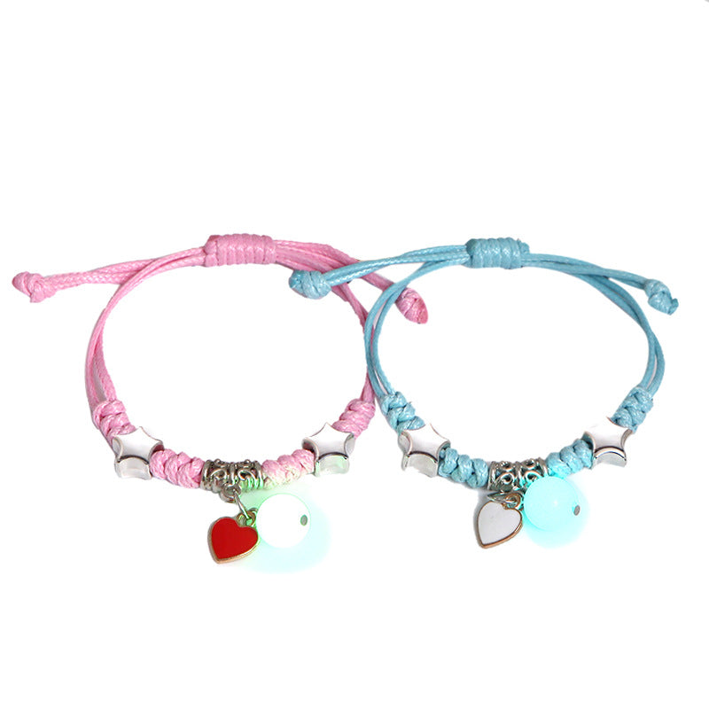 Deux bracelets de style coréen pour copines avec cœur mignon