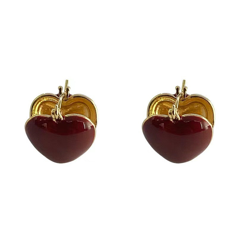 Peach Heart Enamel Light Luxury High-grade Ear Earrings