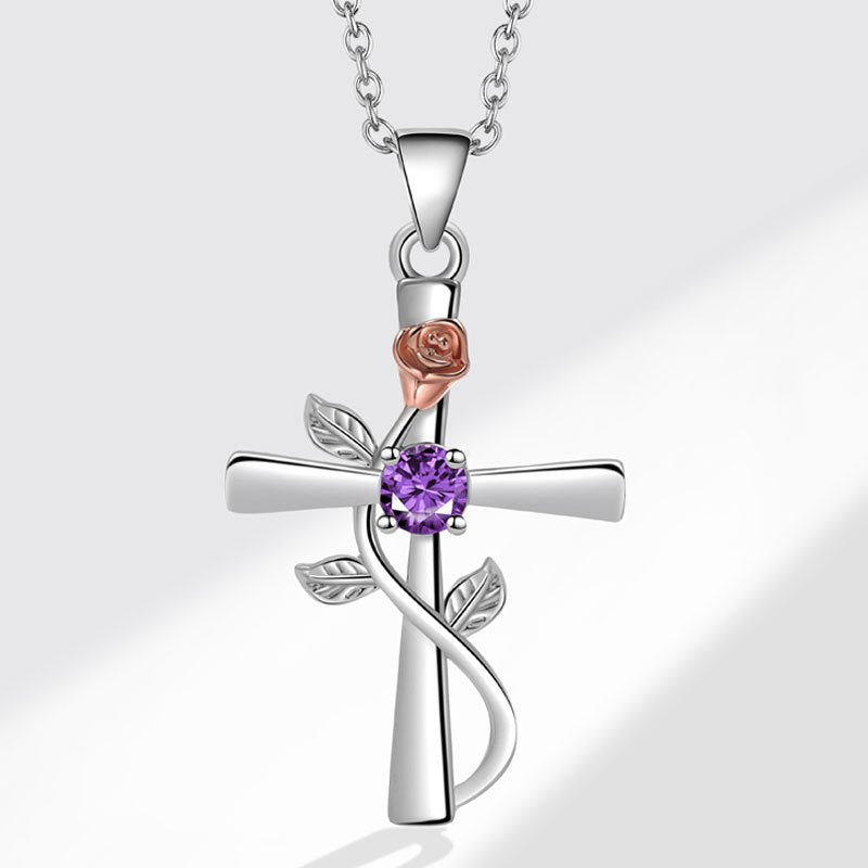 Mode-Kreuz-Rose mit eingelegten Diamant-Halsketten