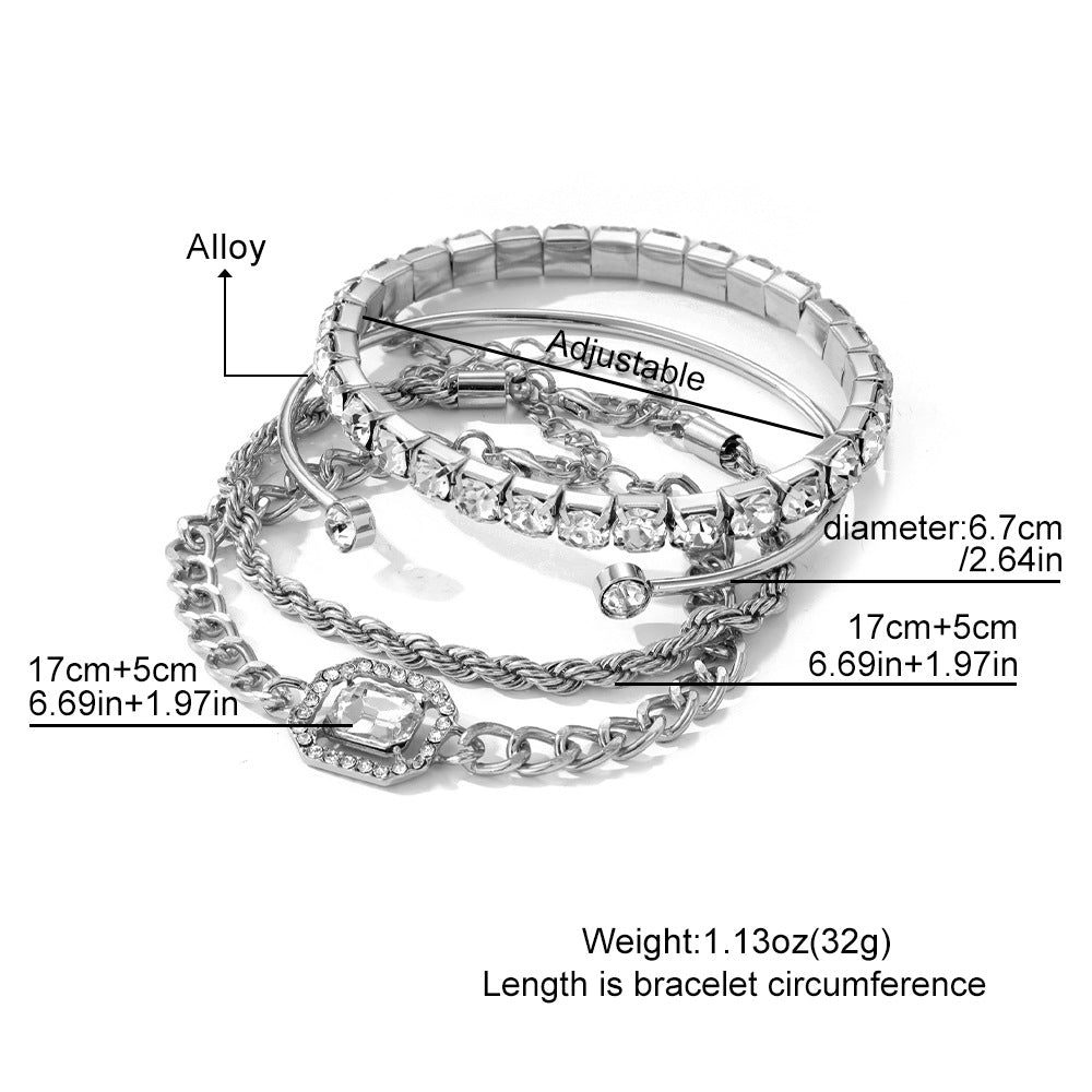 Bracelets exagérés de pierres précieuses d'imitation torsadées personnalisées rétro