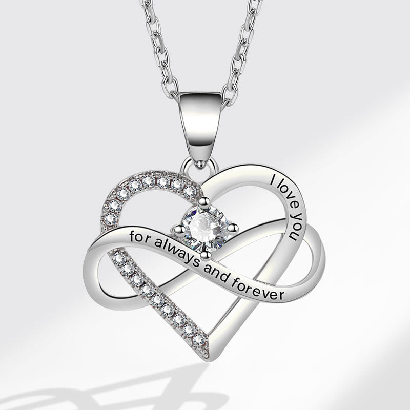 Lettering Fashion Micro Inlay Heart-shaped Simple Necklaces