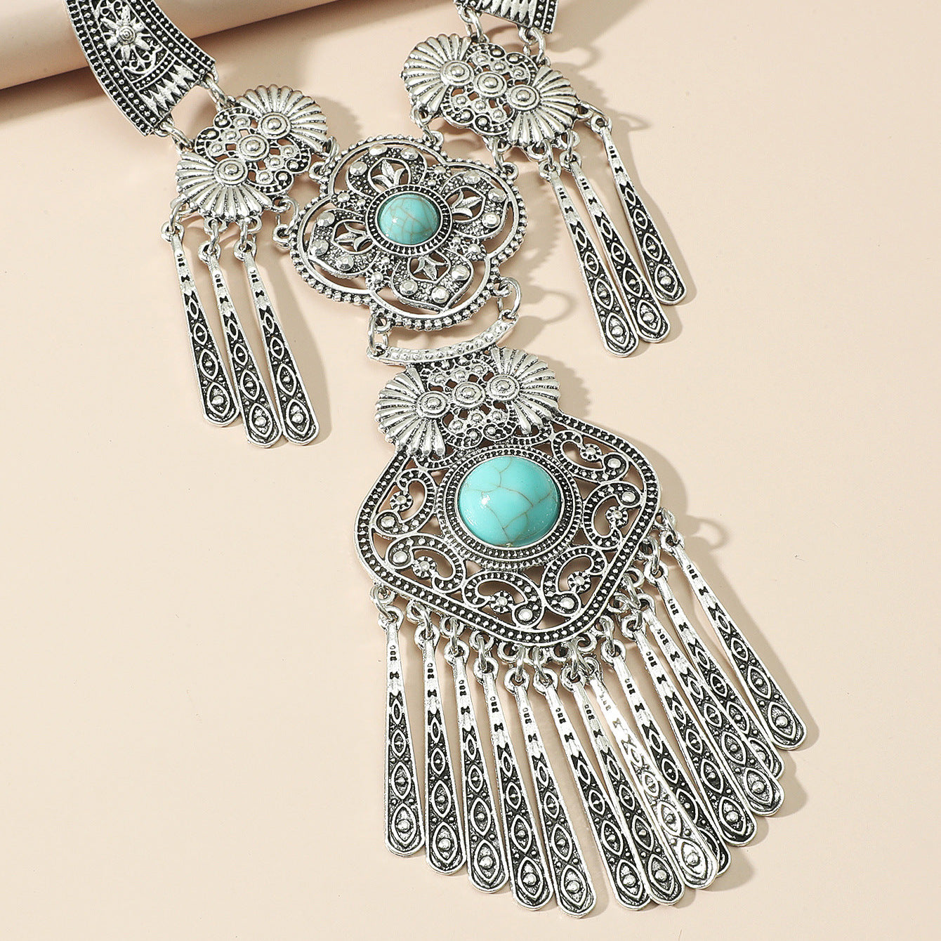 Retro Turquoise Nepal Alloy Plating Tibetan Necklaces