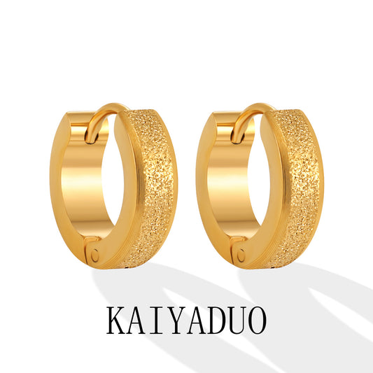 Women's Simple Beveled Frosted Fashion Unique Gold-plated Titanium Steel High-grade Rings