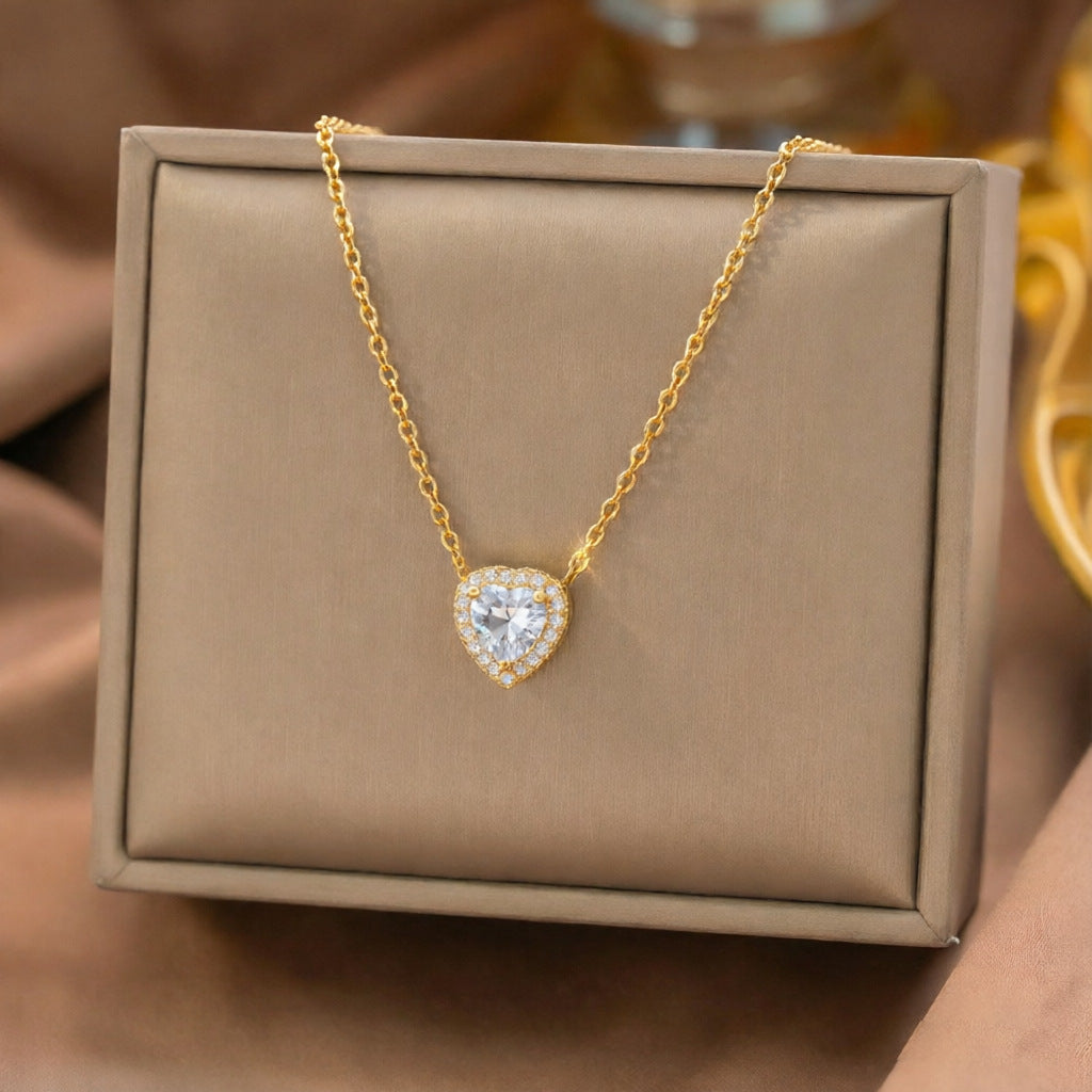 Micro Inlaid Zircon Love Three-piece Female Affordable Luxury Jewelry Set