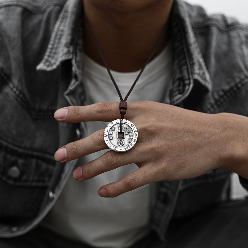 Men's Dipper Round Plate Pendant Vintage Mountain Ghost Necklaces