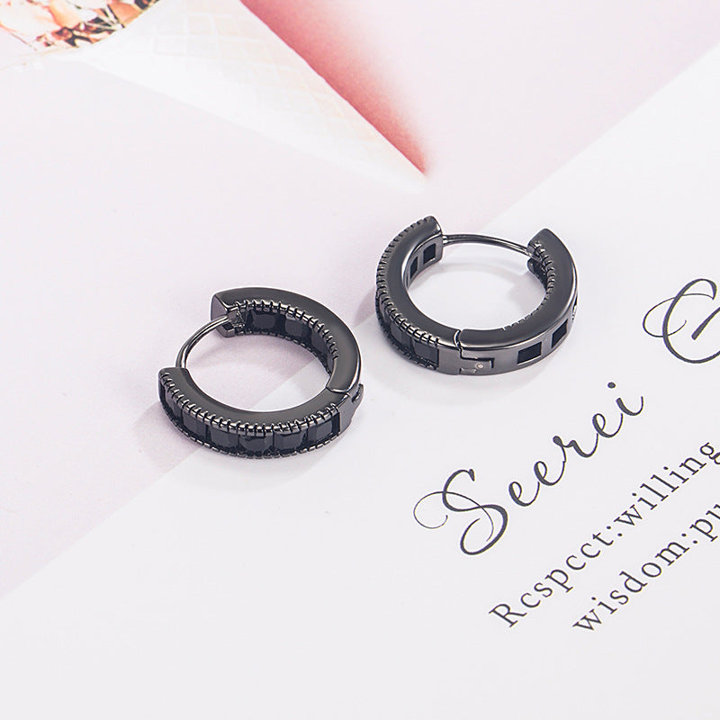 Women's & Men's Classic Zircon Black Clip Street Simple Daily Hip Hop Super Earrings