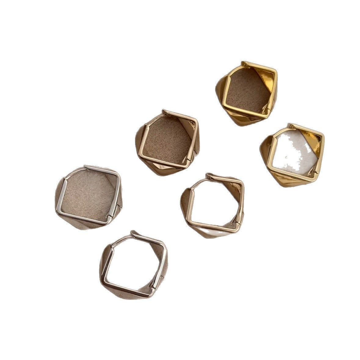 Temperamental Polygon Prism Geometric Irregular Fashion Design Clip Cold Style Rings