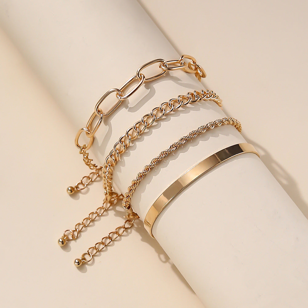 Simple Gold Thick Chain Fashion Style Bracelets