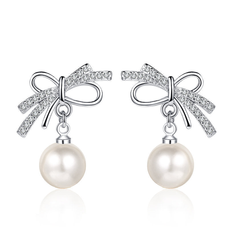 Stylish Graceful Simple Butterfly Pearl Sweet Female Stud Earrings