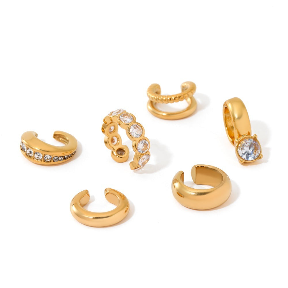 Diamond Shaped Stainless Steel Elegant Earless Titanium Clips Ear Clip