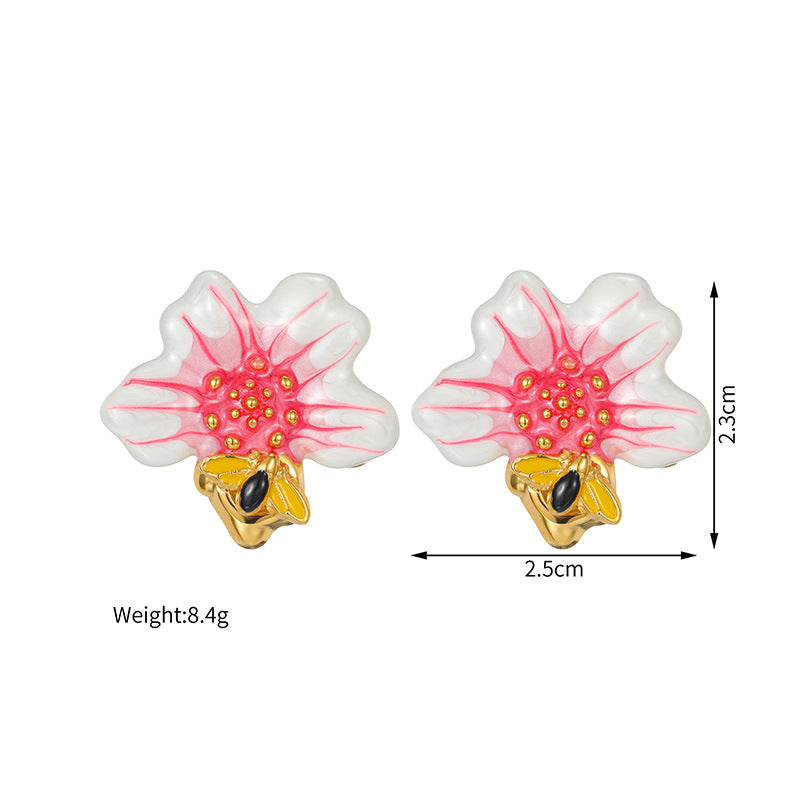 Three-dimensional Gradient Flower Stainless Steel Sweet Elegant Jewelry Set