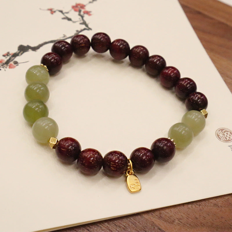 Bracelets gris en bois de santal naturel, perles de bouddha de Style National, Pterocarpus