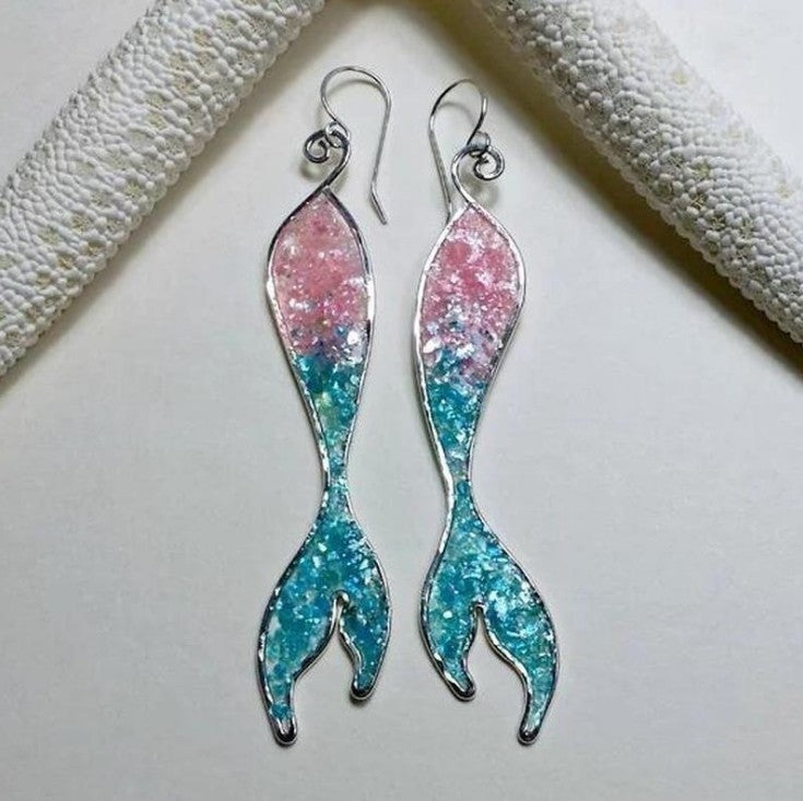 Inlaid Sea Blue Topaz Female Creative Rotational Water Drop Earrings