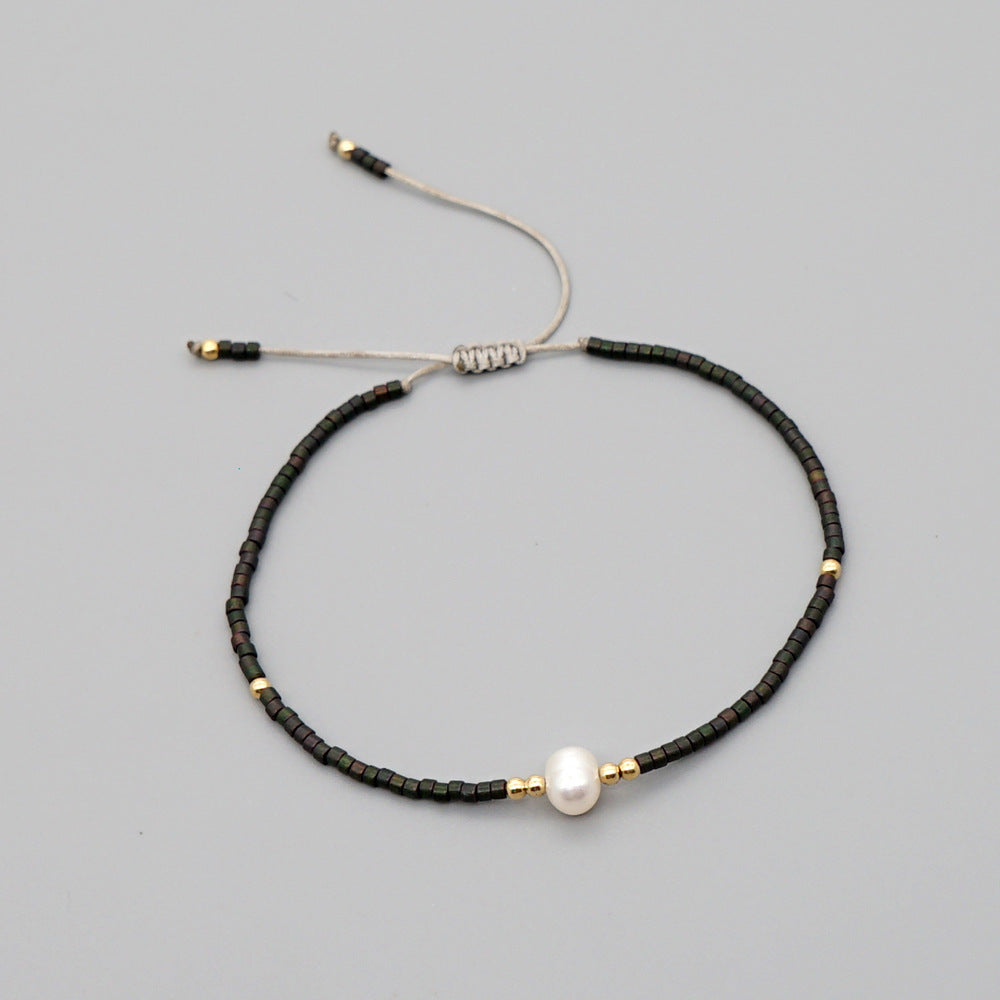 Women's Small Beads Handmade Beaded Natural Freshwater Pearl Bracelets