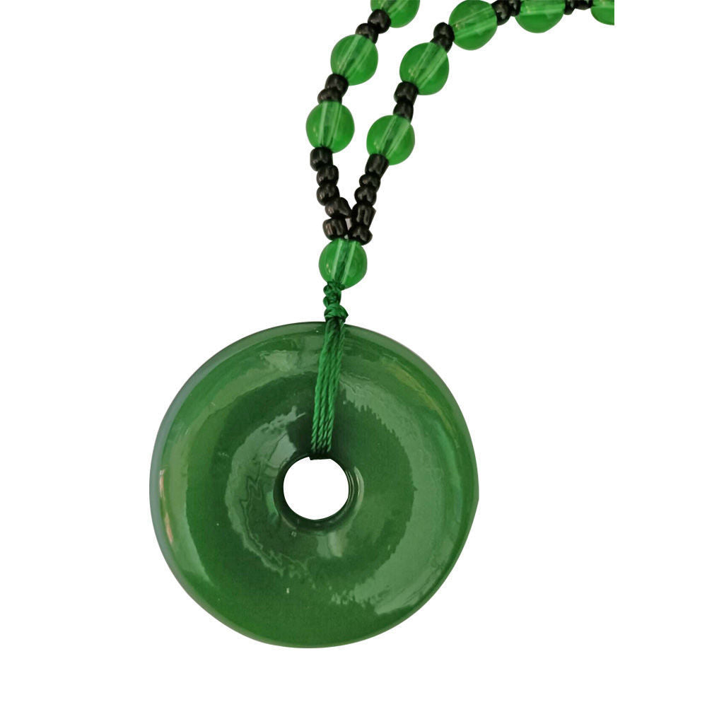 Green Jade Goddess Buddha Hand Maitreya Sweater Chain Safety Buckle Necklaces