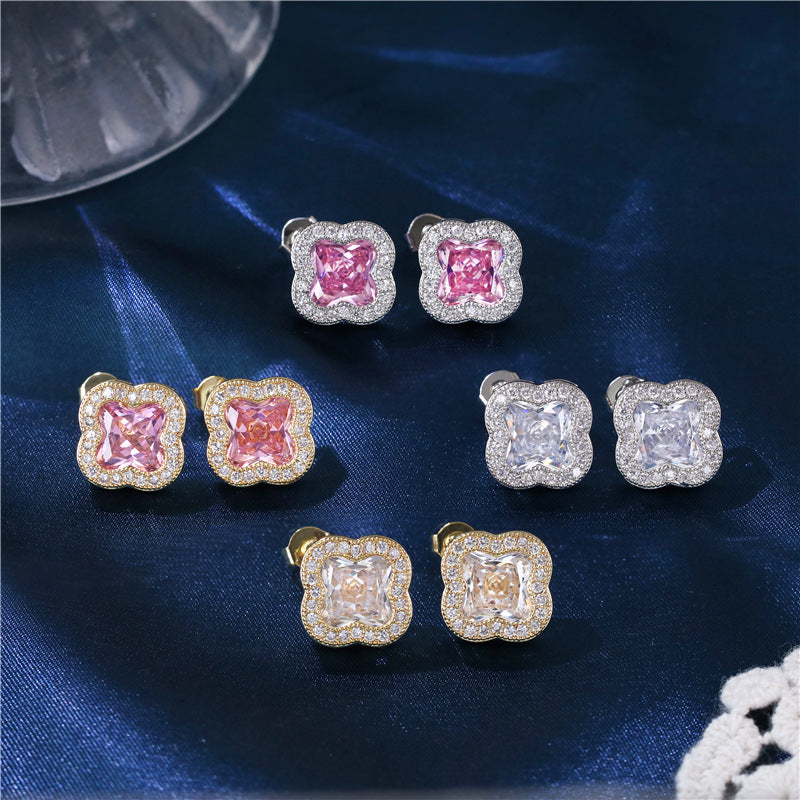Zircon Color Crystal Suit Petals Three-piece Jewelry Set