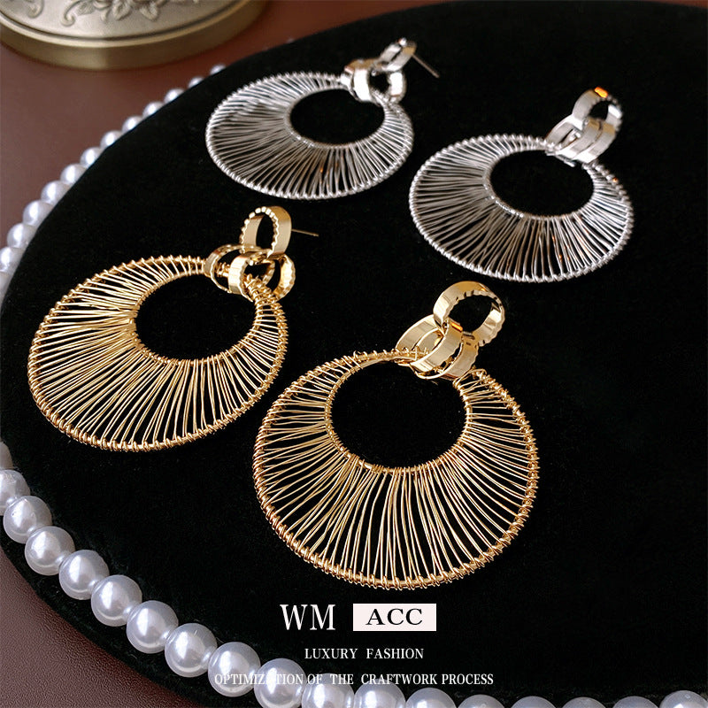 Exaggerated Metal Hollow Circle And Personalized High-grade Earrings