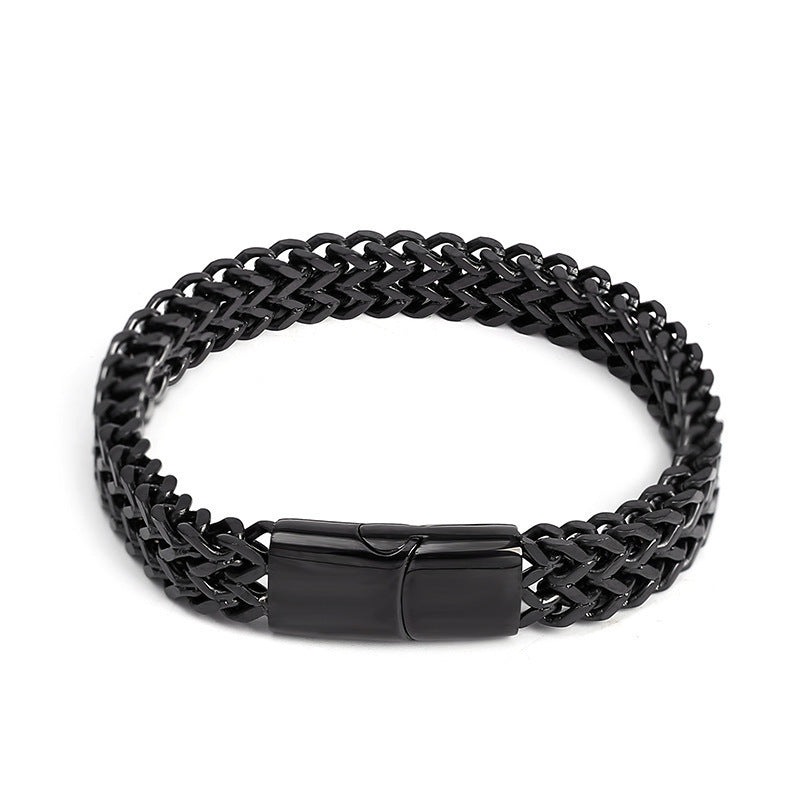 Bracelets carrés positifs et négatifs tissés en acier titane pour hommes