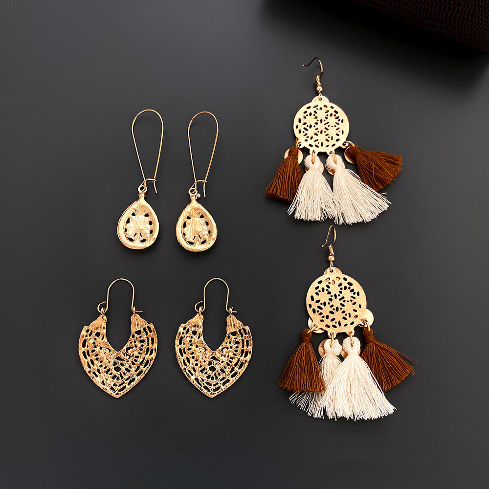 Retro Geometric Hollow Bohemian Ethnic Style Earrings