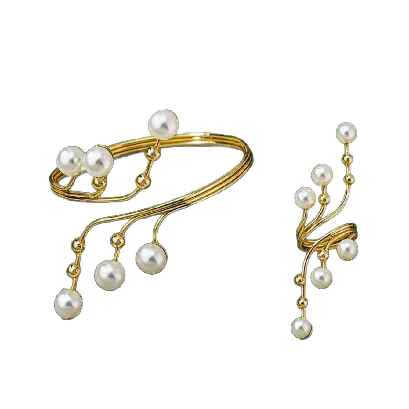 Geometric Pearl Winding Line Suit Exaggerated Bracelets