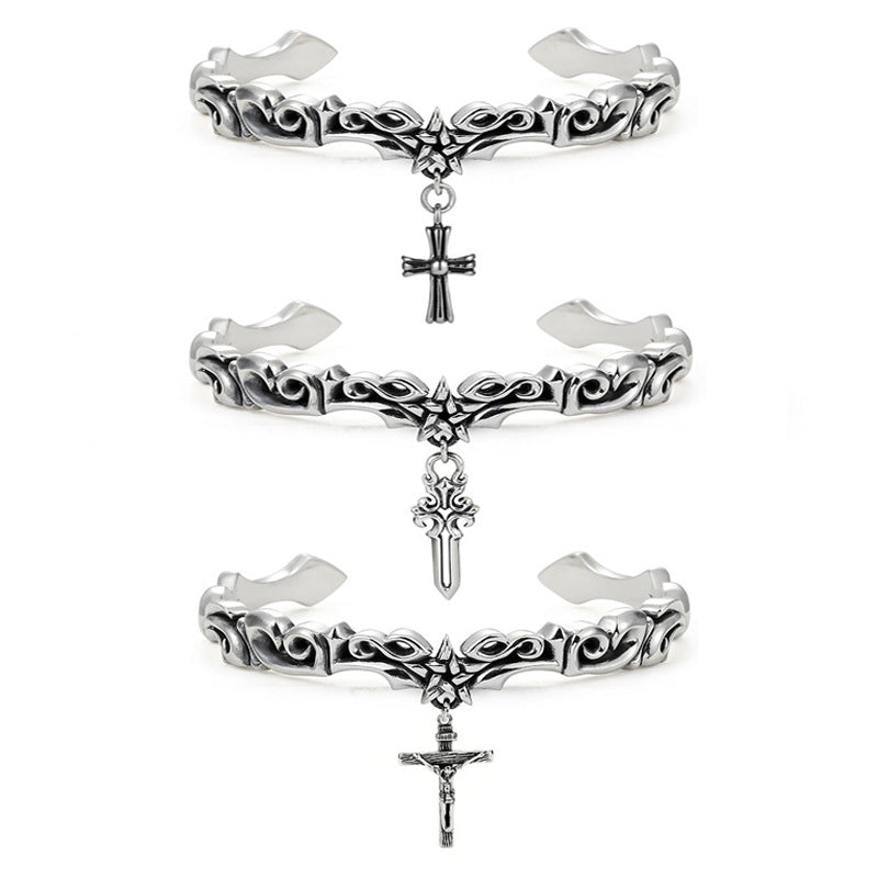 Vine Five-pointed Star Cross Dark Pattern Bracelet