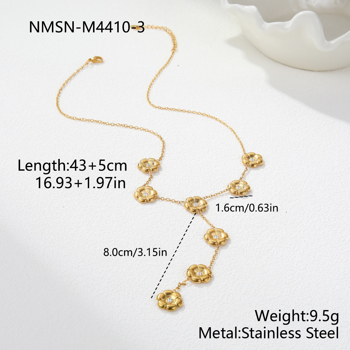 Women's Stainless Steel French Style Retro Camellia Zircon Jewelry Set